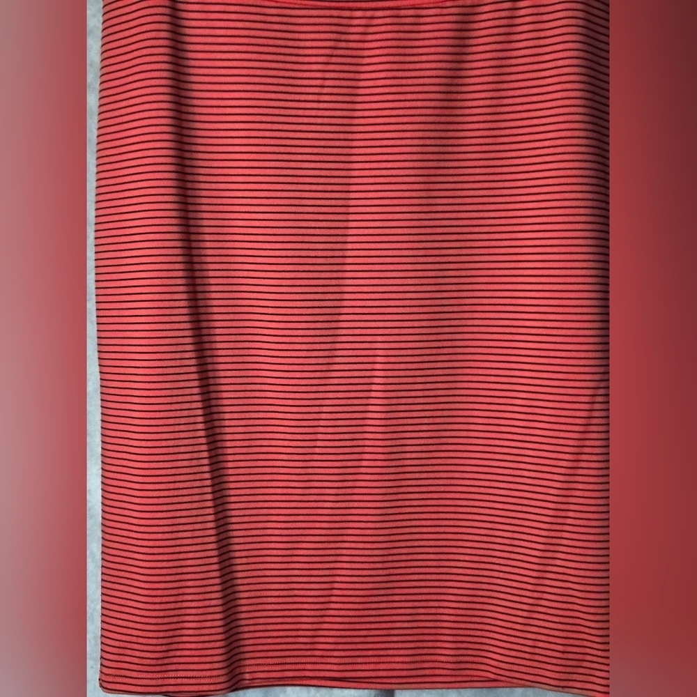Lularoe Red / Black Stripes Cassie Pencil Skirt Wms Sz Large Stretch Waist - Picture 6 of 6